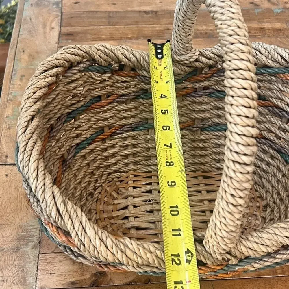 Vintage Woven Rope Wicker Basket 14.5